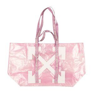 New Off-White Virgil Abloh PVC Commercial Tote Bag in Pink - Size OS